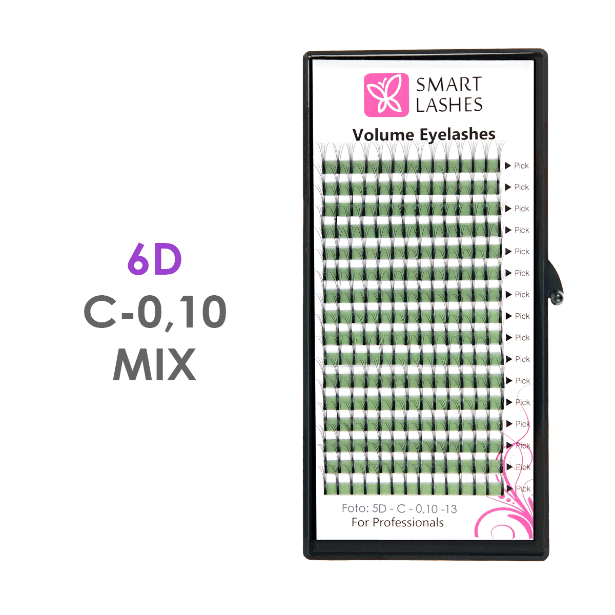 Trsy 6D - C - 0,10 mm x MIX 8-15 mm - 16 řádků | Smart Lashes