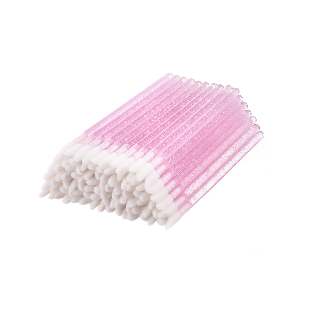 Jednorázový aplikační kartáček - zkosený - růžové třpytky | Smart Lashes