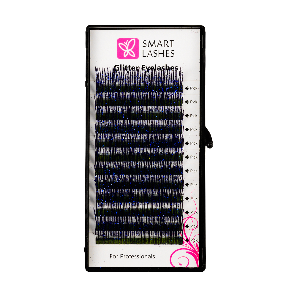 Třpytivé řasy - modré - C - 0.20 mm x 14 mm | Smart Lashes