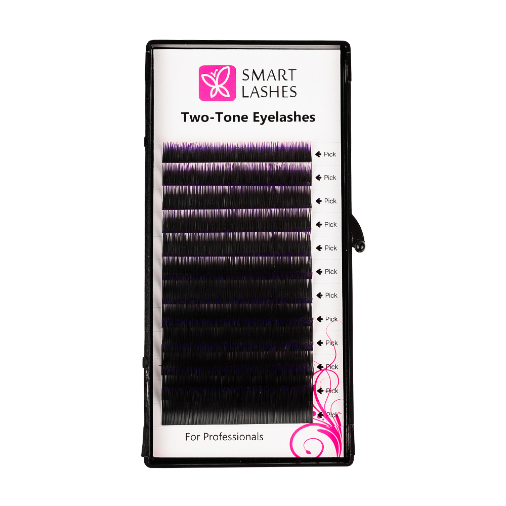 Ombré řasy - fialové a černé - C - 0.20 mm - MIX | Smart Lashes