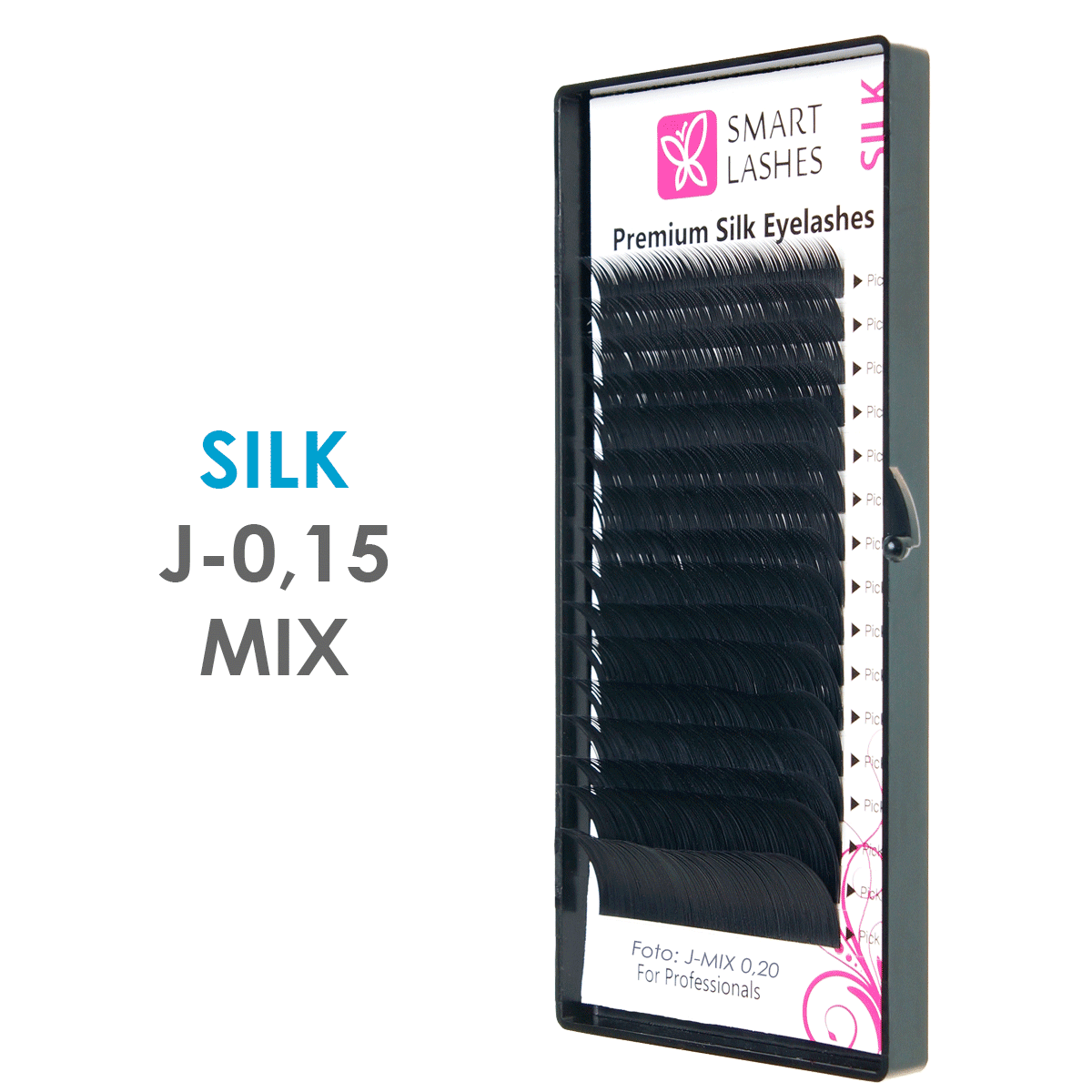 Silk - J - 0,15 mm x 8-15 mm MIX - umělé řasy 16 řádků | Smart Lashes